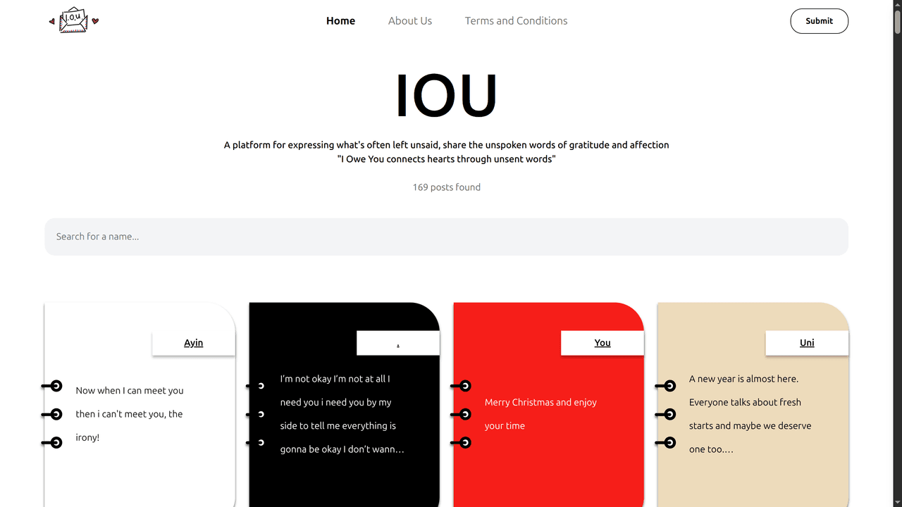 Interface preview of IOU