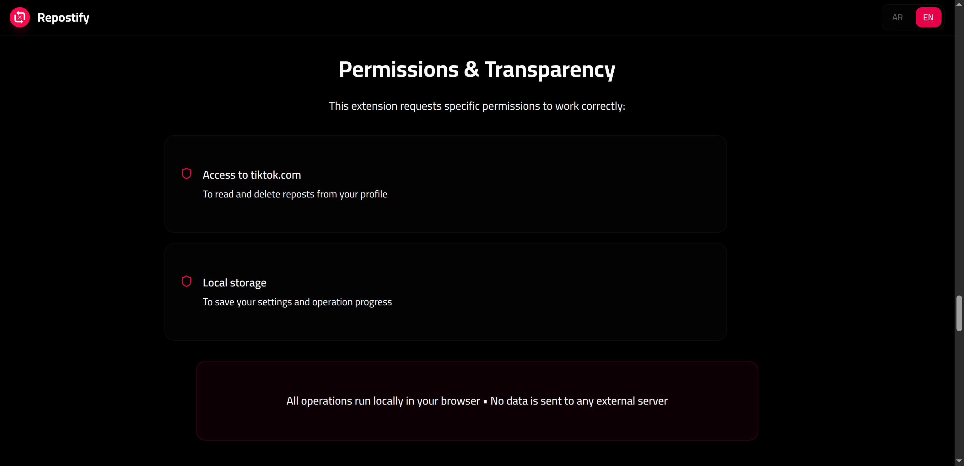 REPOSTIFY screenshot 3 - Browser Extension & Product project interface