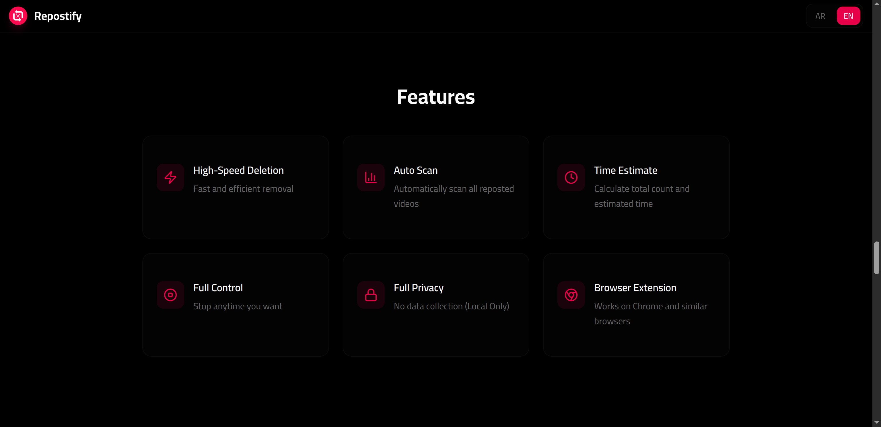 REPOSTIFY screenshot 4 - Browser Extension & Product project interface