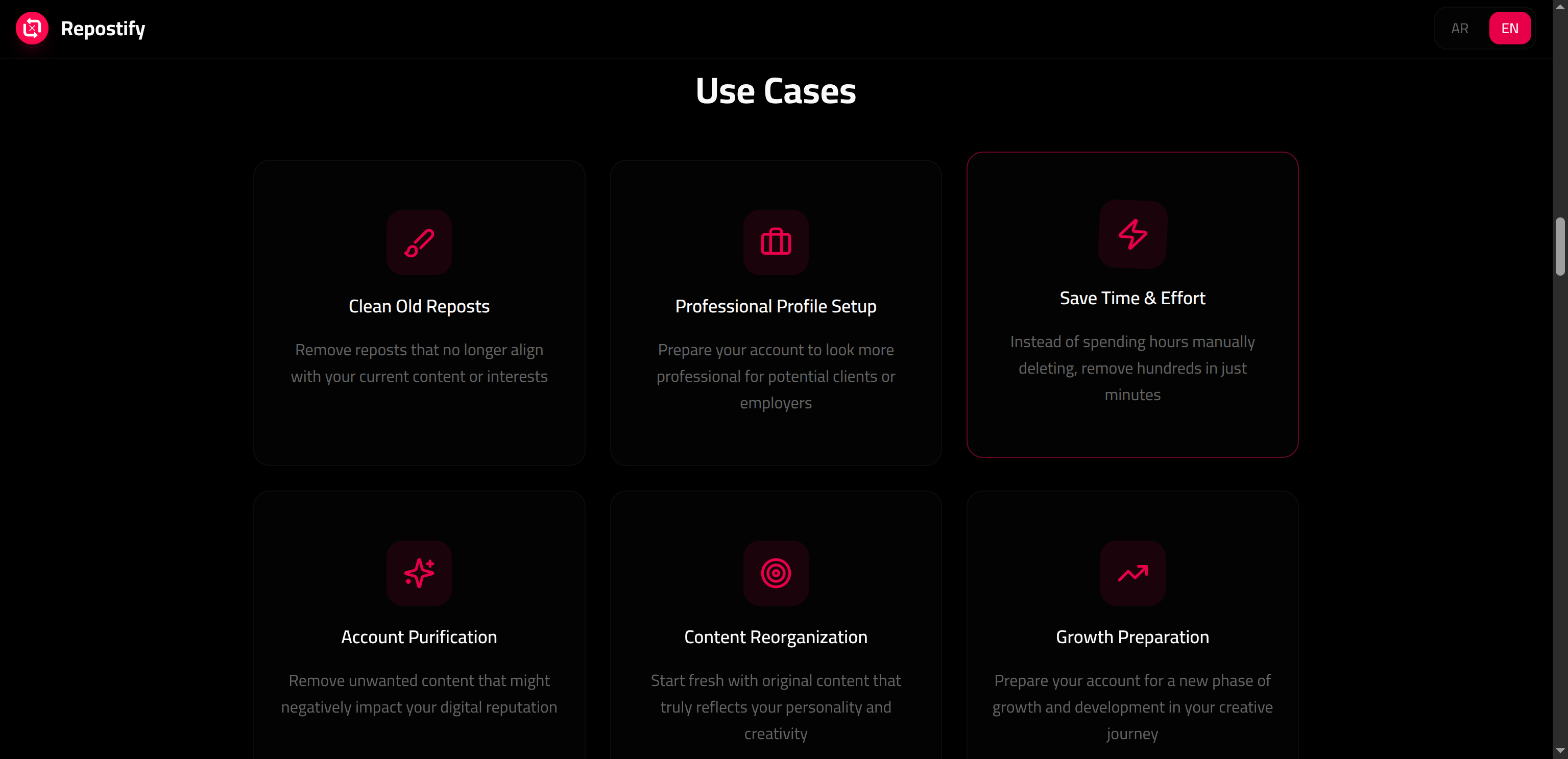 REPOSTIFY screenshot 5 - Browser Extension & Product project interface